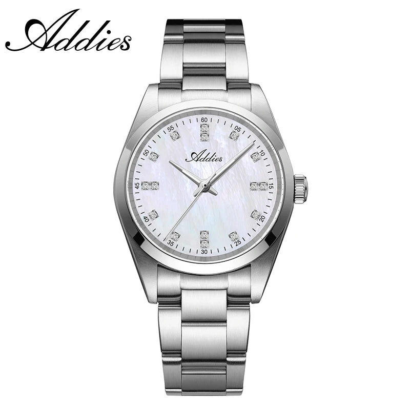 ADDIES Ladies Watch Women 31mm Sapphire Crystal 316L Steel Diamond Dial Japanese Quartz Movement Waterproof Fashion Wristwatch