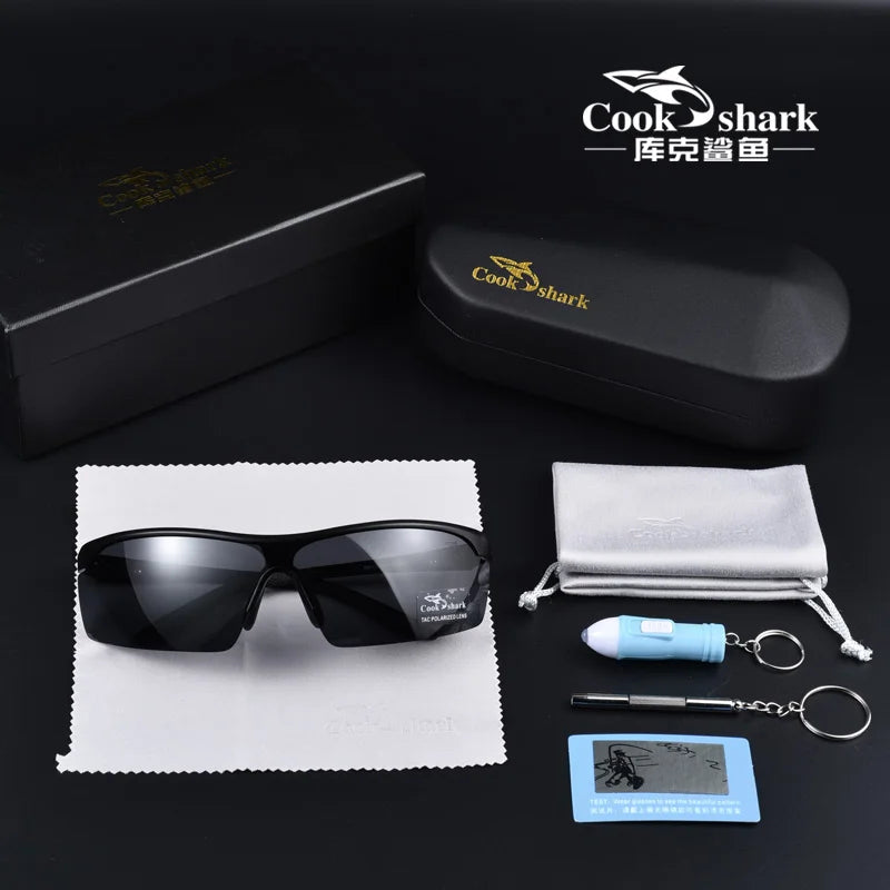 Cook Shark 2021 New Polarizing Sunglasses Men's Driving Glasses Special Trend Color Changing Sunglasses Men's Fishing Glasses
