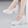 Cowhide Women's High Heel Shoes With Heels Platform Mary Jane Shoes Women Pumps Office Work Shoe Women's Wedding Shoes 32-43