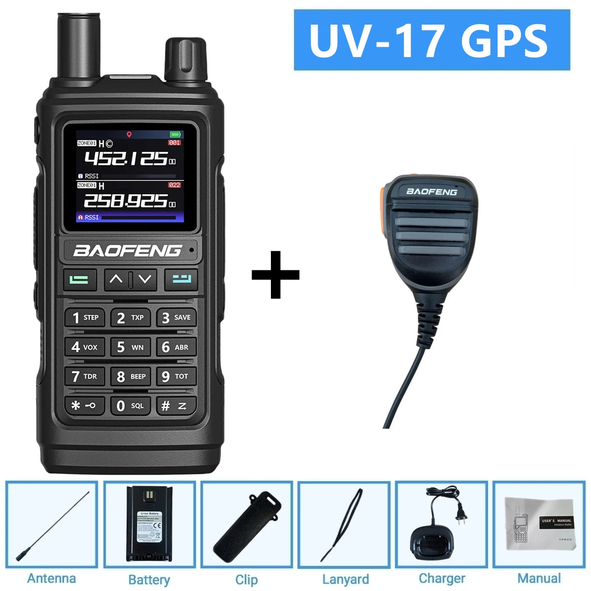 Baofeng UV-17Pro GPS Air Band Walkie Talkie Five Bands Receive Tri-Band Transmit FM Two Way Radio UV-17 Pro GPS