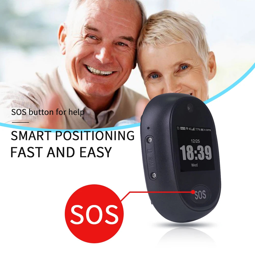 4G Smart GPS Tracking Pendant for Elderly Waterproof SOS Tracker Device Touch Screen HD Camera Call  Health Management Locator