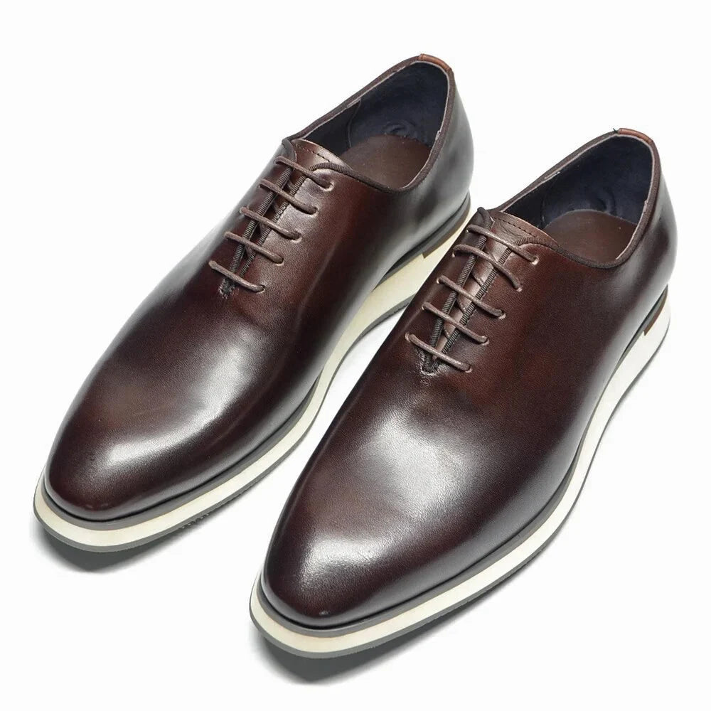 Luxury Brand Men's Leather Shoes Green/Blue Casual Dress Lace-Up Comfortable Sports Outdoor Daily Shoes