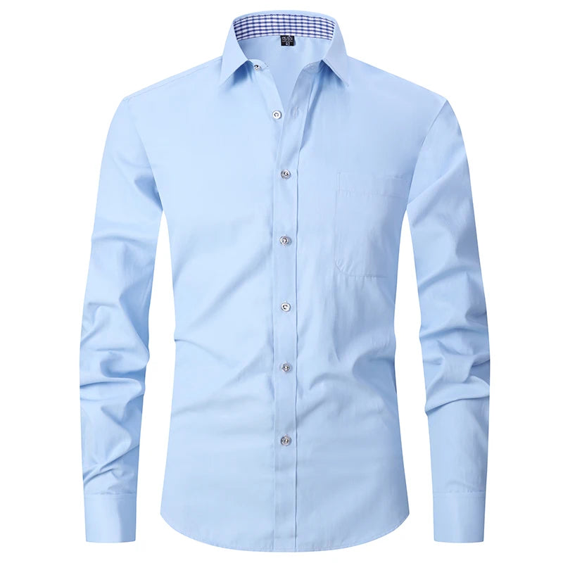 Men's French Cuff Dress Shirts Formal Business Luxury Long Sleeve Cotton for Wedding Office Executive  Sleeve Wedding Party Gift