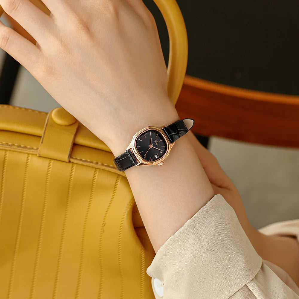Girls' Square Watch Retro Elegant Quartz Watch Waterproof Women's Clock Reloj V160