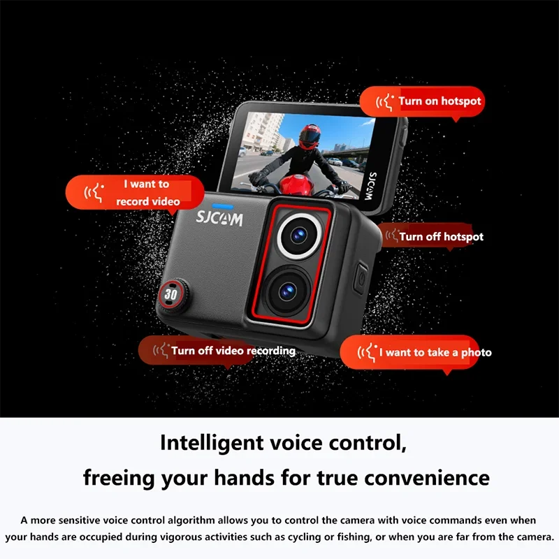 ApexTPNew SJCAM SJ30 8K Dual-Lens Action Camera –30m Waterproof, Night Vision, 7H Battery, With SteadyMotion 2.0 &Voice Control