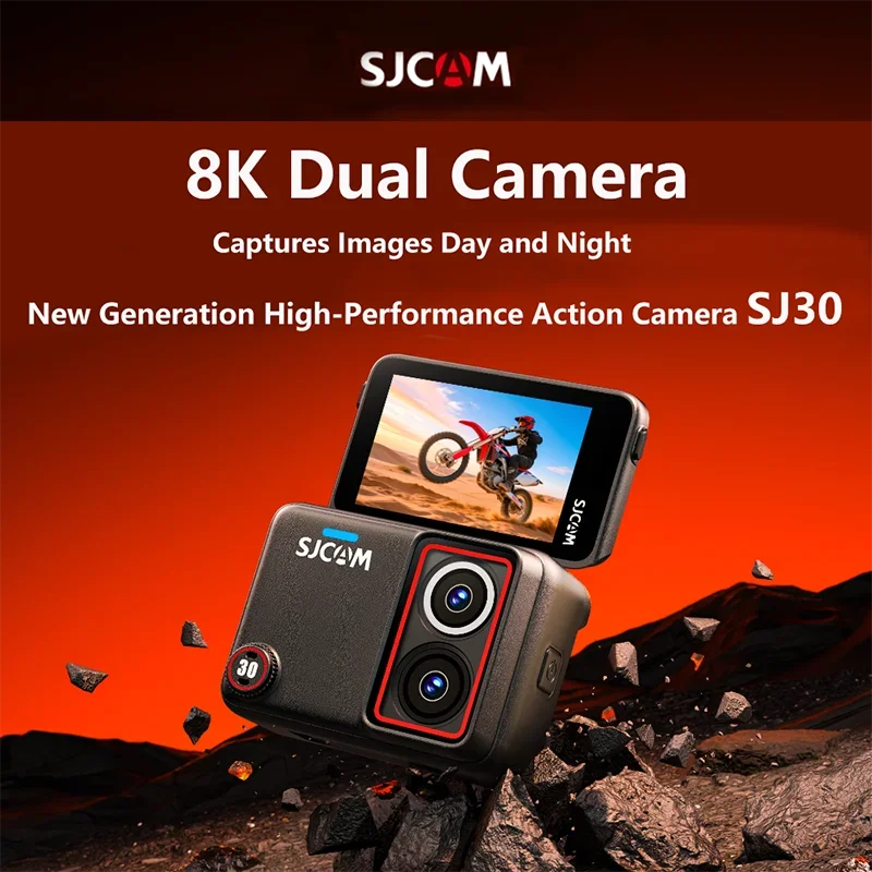 ApexTPNew SJCAM SJ30 8K Dual-Lens Action Camera –30m Waterproof, Night Vision, 7H Battery, With SteadyMotion 2.0 &Voice Control