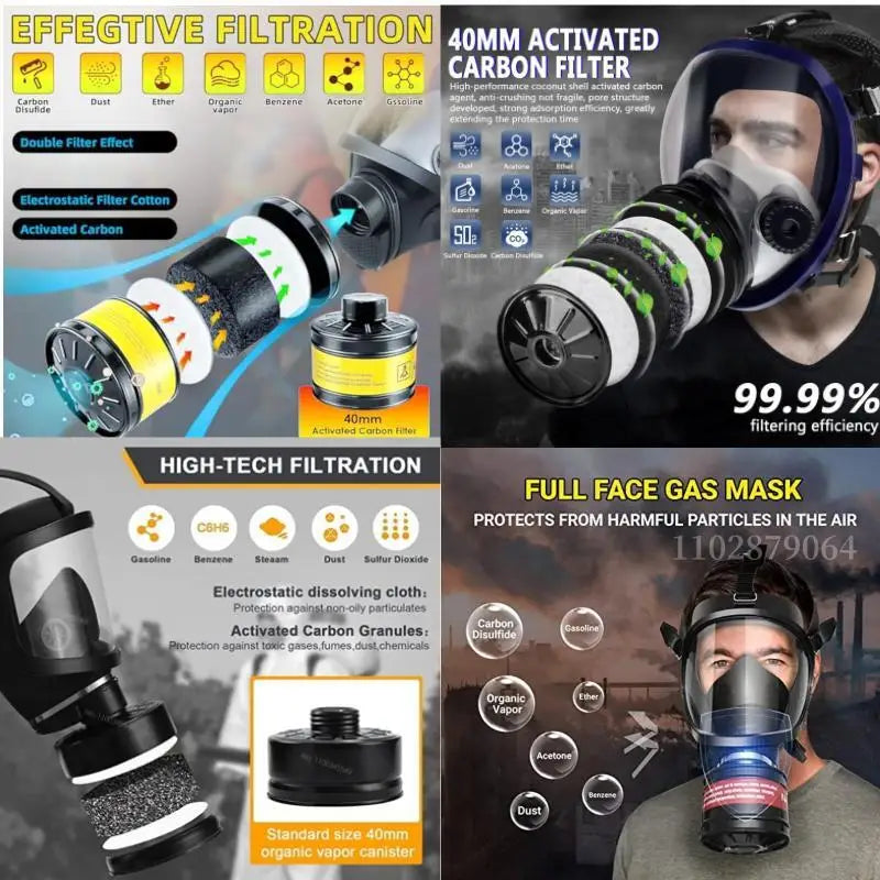9 of 12 Essential CBRN Survival Items - MUST HAVE: Gas Mask Filter 40mm Respirator Canister Practical Replacement Accessory mask Chemical gas mask Respirator