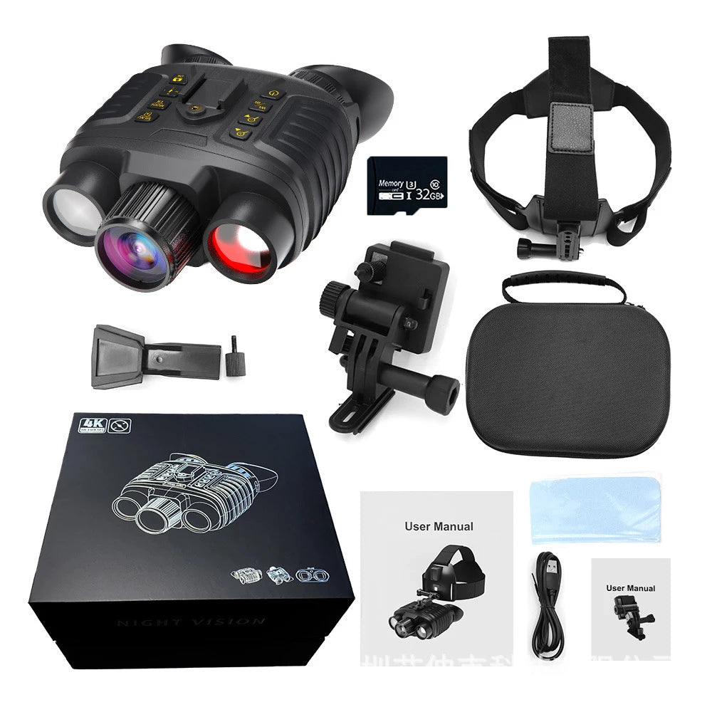 12 of 12 Essential CBRN Survival Items - MUST HAVE: NV8360 4K UHD Infrared Night Vision Tactical Binoculars Head-mounted Naked-eye 3D Binocular Telescope Camera for Hunting