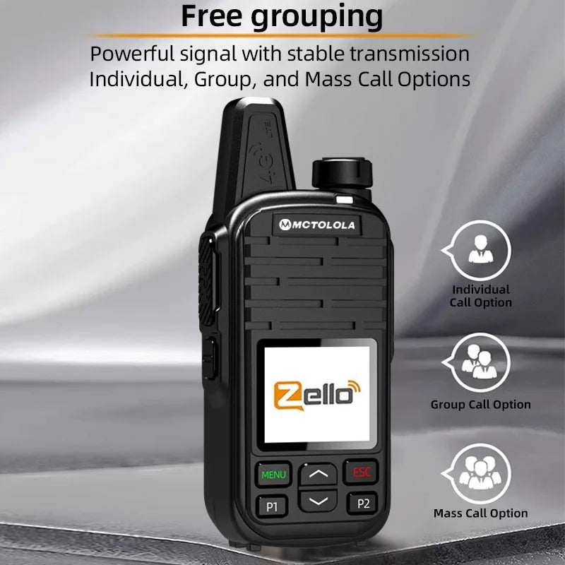 MOTOLOLA 4G zello walkie-talkie Android 8.1 Car Intercom Supports WIFI Bluetooth POC Two-way Radio 5000 Kilometers Suitable Flee