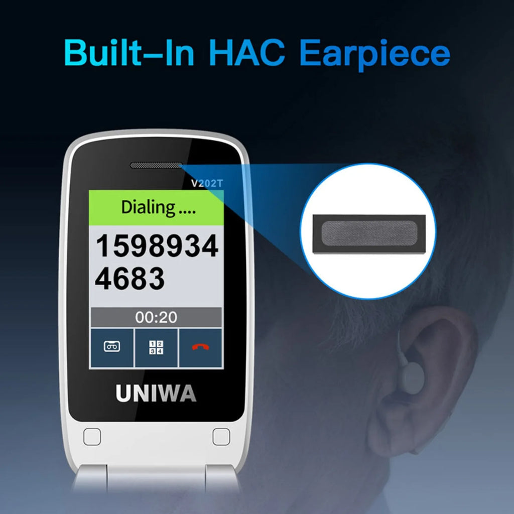 UNIWA V202T 4G Feature Flip Phone Fashion Dual Screen Big Push-Button  Flip Mobile Phone for Elderly 1450mAh SOS Function Phone