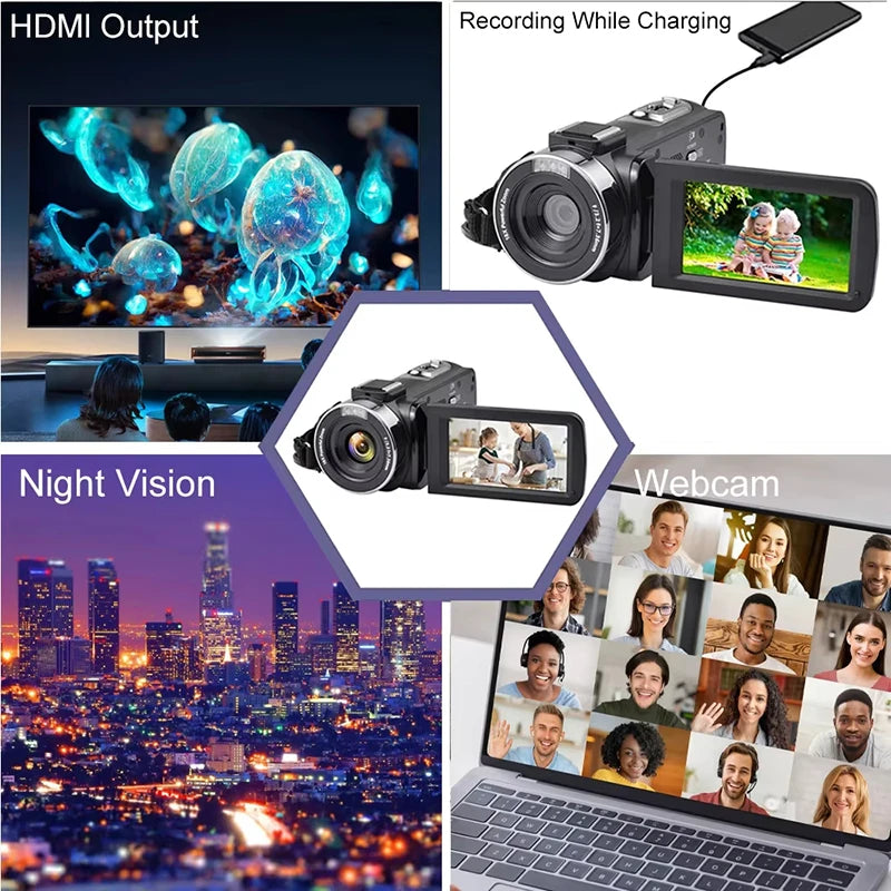 8K Video Camera for YouTube Vlogging, 18X Zoom,IR Night Vision Camcorder with Microphone,Live Streaming Webcam Camera