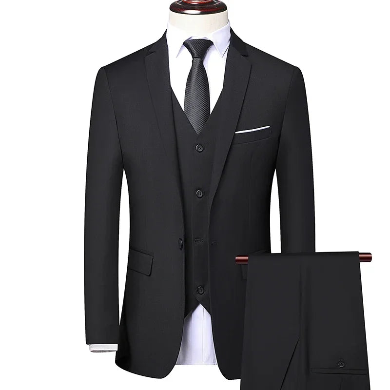 The New Store Offers Discounted Prices  Casual Formal Business Men's Fashionable Gentleman Solid Color All-season Fitted Suit