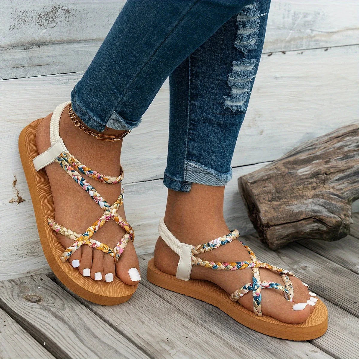 Fashionable Lightweight Large Size Beach Sandals for Women Summer New Round Head Comfortable Fish Mouth Casual Sandals