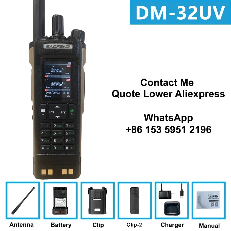 Tactical Hunting Baofeng Dm-32Uv Dual Band Dmr Digital Walkie Talkie 10W High Power Gps Aprs Aes256 Encryption Long Range Radio