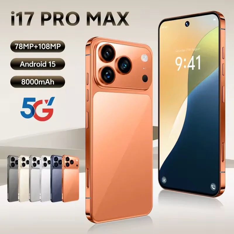 HOT  i17 Pro max 2026 New High Quality original intelligent 4G 5G dual card dual standby system global version 8000mAh battery