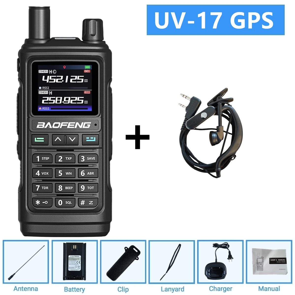 Baofeng UV-17Pro GPS Air Band Walkie Talkie Five Bands Receive Tri-Band Transmit FM Two Way Radio UV-17 Pro GPS