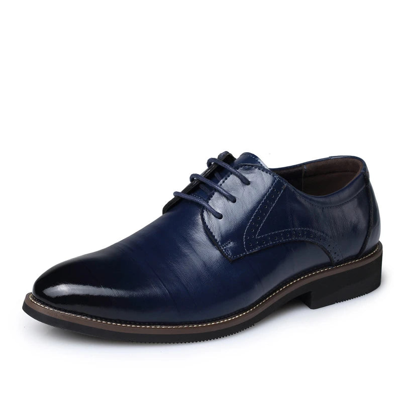 Mens Fashion Black Leather Shoes Autumn British Style Formal Business Footwear Low Top Commute Style Dress Shoes For Suits
