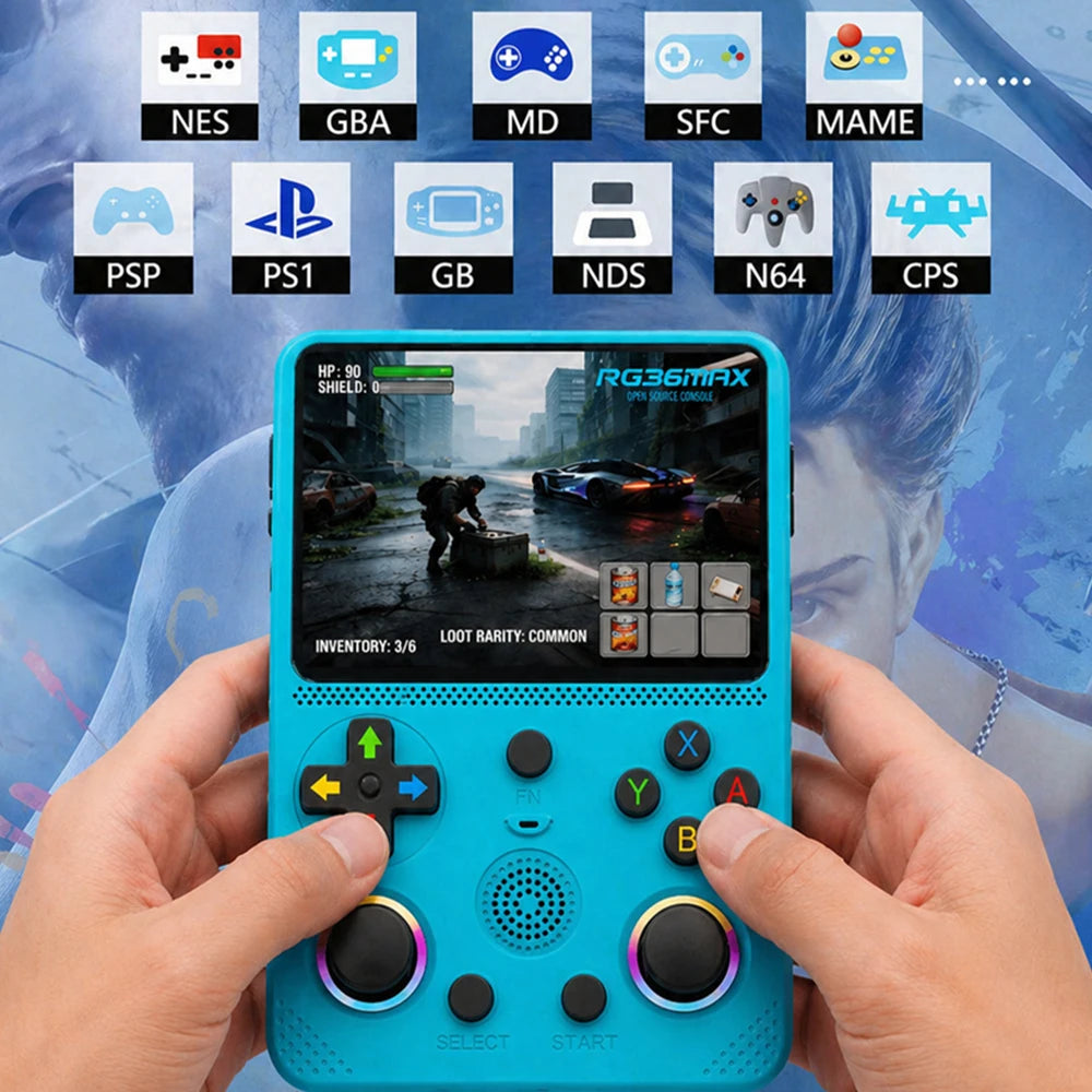 RG36max Ultra Retro Handheld  Game Console Open Source Linux System 3.5-Inch IPS Screen Portable Handheld Game Console