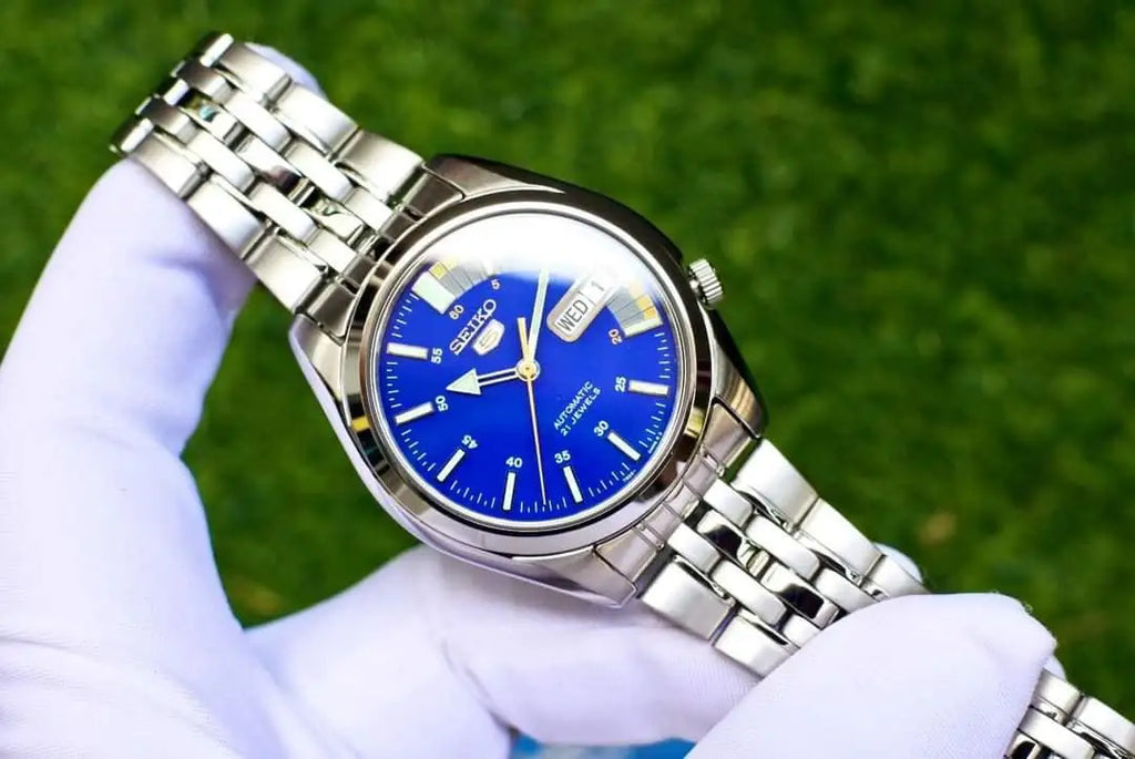 SEIKO 5 SNK371K1 Automatic Mechanical Wristwatch 37mm Blue Dial Stainless Steel 30m Water Resistant Luminous Hands Business