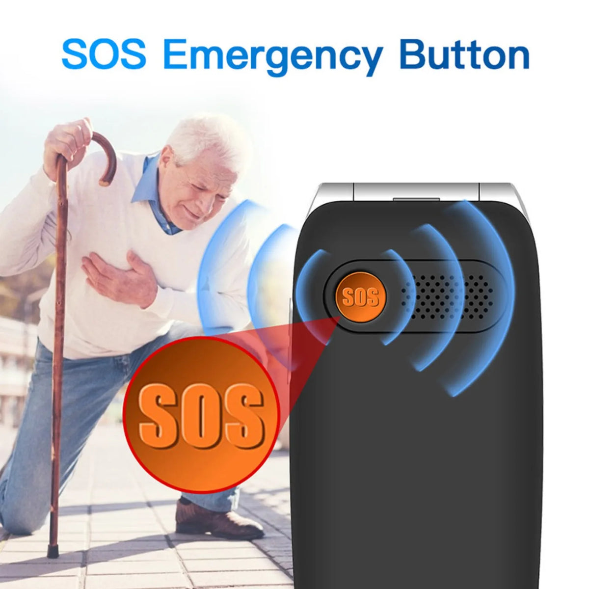 UNIWA V202T 4G Feature Flip Phone Fashion Dual Screen Big Push-Button  Flip Mobile Phone for Elderly 1450mAh SOS Function Phone