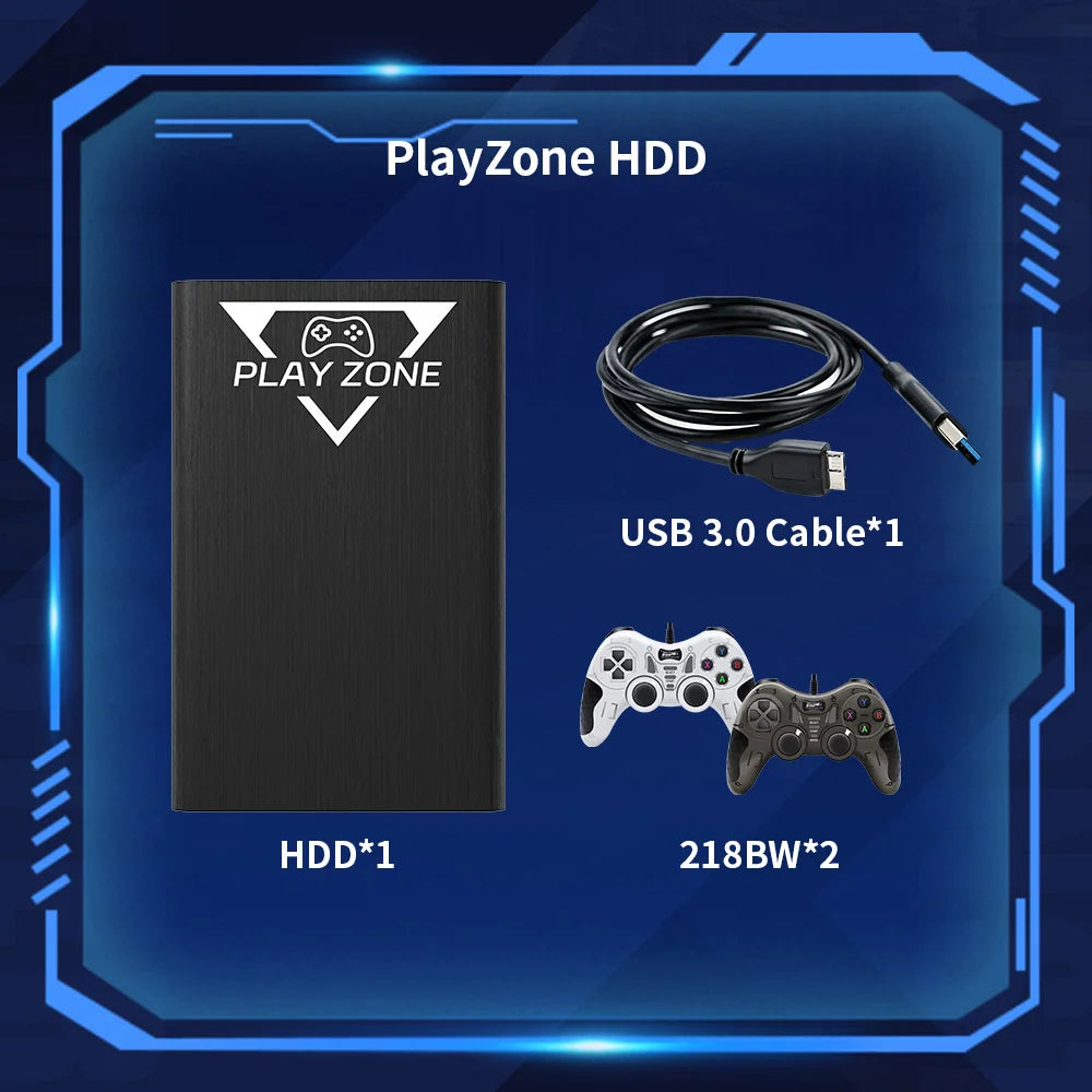 PlayZone 1T Game HDD for PS5/PS4/PS3/Switch/Xbox/N64 Portable Emulator Gaming Hard Drive with 16000+ Retro/PC Games for Win PC