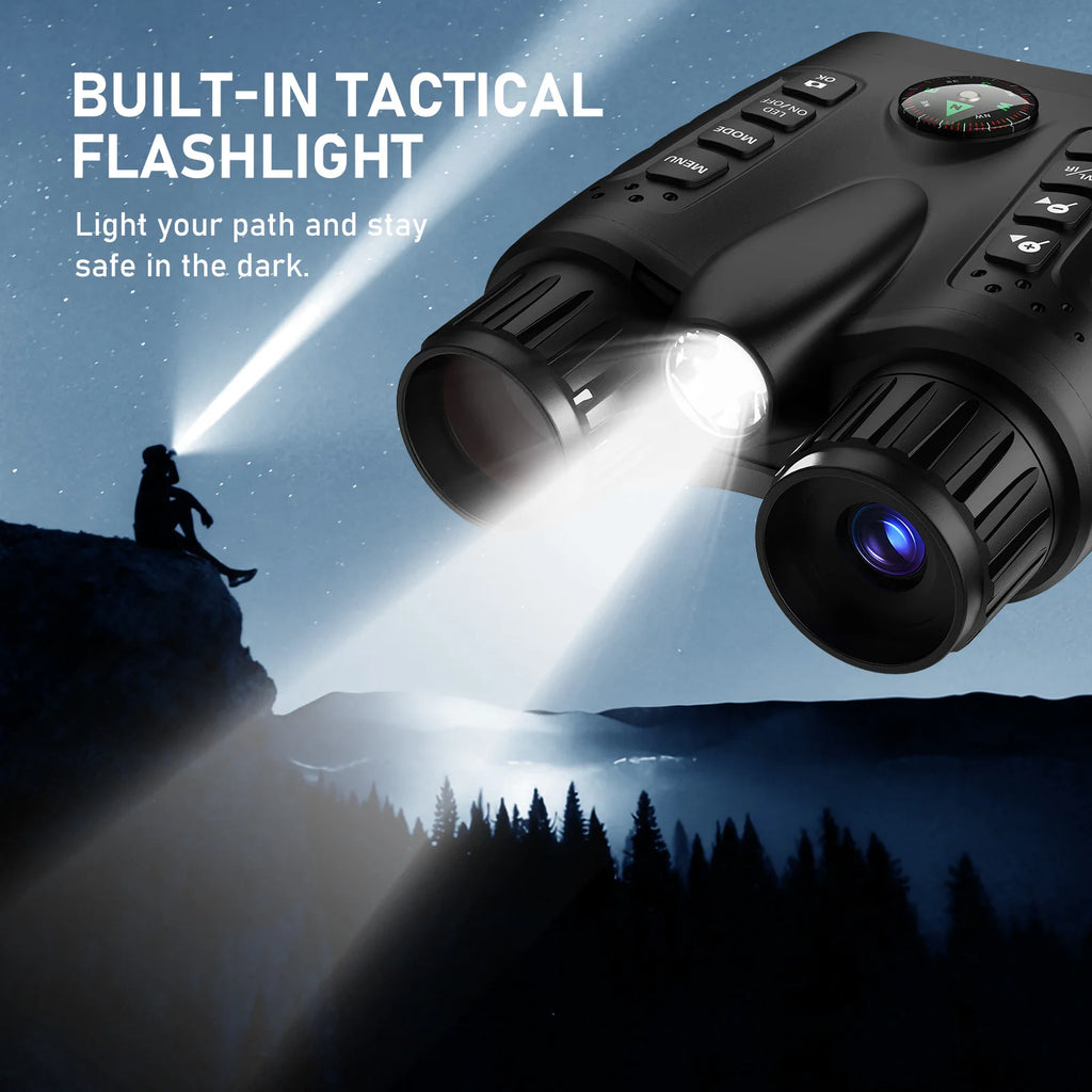 350M Infrared Night Vision Binoculars Camera 8x Digital Zoom 4K 36MP Video Recording Compass Included Low-Light Full Color