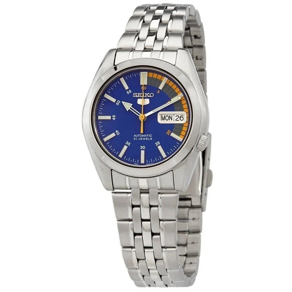 SEIKO 5 SNK371K1 Automatic Mechanical Wristwatch 37mm Blue Dial Stainless Steel 30m Water Resistant Luminous Hands Business