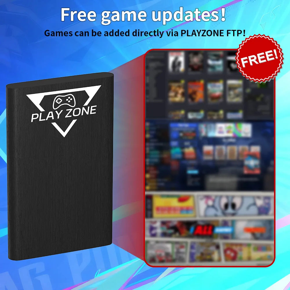 PlayZone 1T Game HDD for PS5/PS4/PS3/Switch/Xbox/N64 Portable Emulator Gaming Hard Drive with 16000+ Retro/PC Games for Win PC