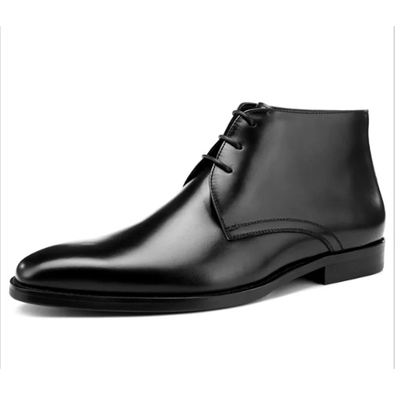 Men's Calf Leather Western Ankle Boots Comfortable Elegant Chelsea Driving Shoes in Multiple Colors
