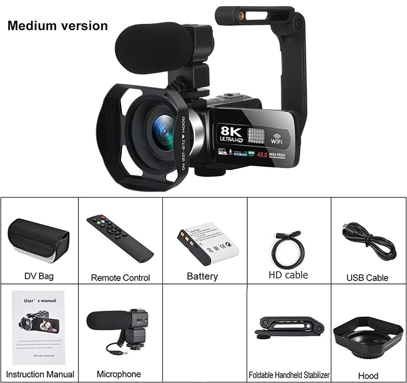 8K Video Camera for YouTube Vlogging, 18X Zoom,IR Night Vision Camcorder with Microphone,Live Streaming Webcam Camera