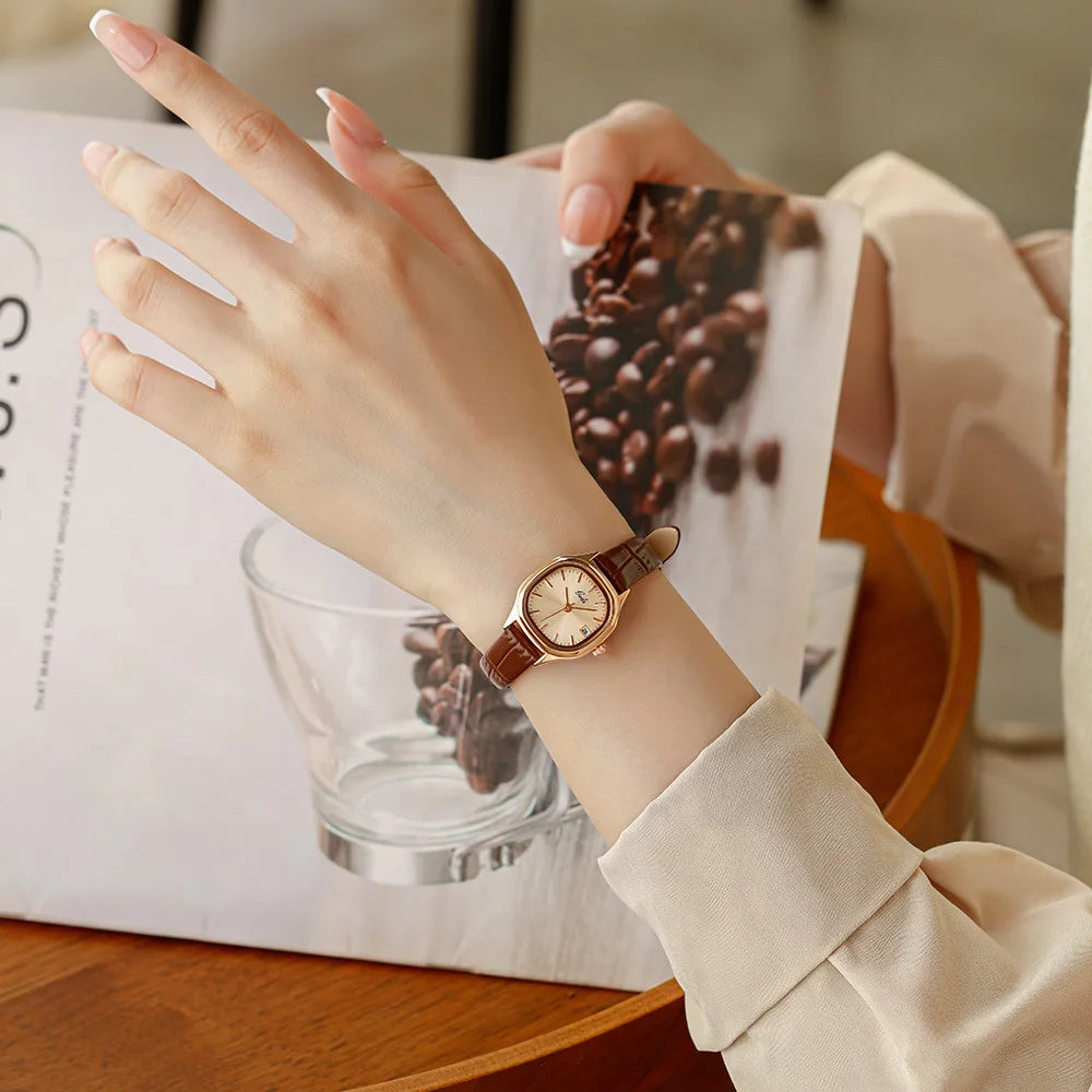Girls' Square Watch Retro Elegant Quartz Watch Waterproof Women's Clock Reloj V160
