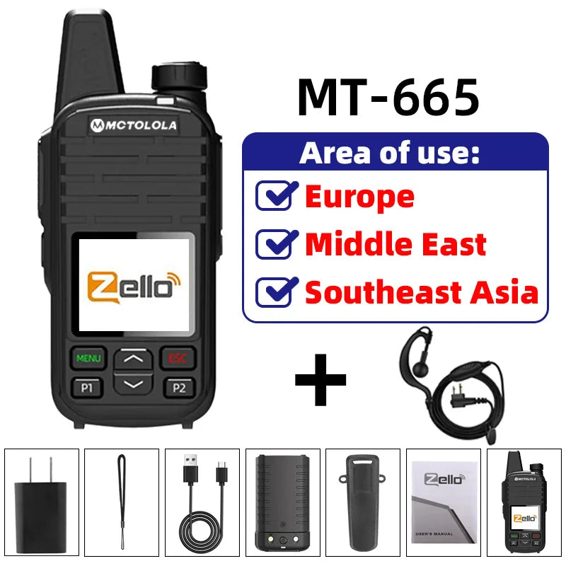 MOTOLOLA  4G POC Zello Wireless Walkie Talkie  Android Bluetooth WiFi Global  coverage 6000km Handheld Radio Essential for outdo