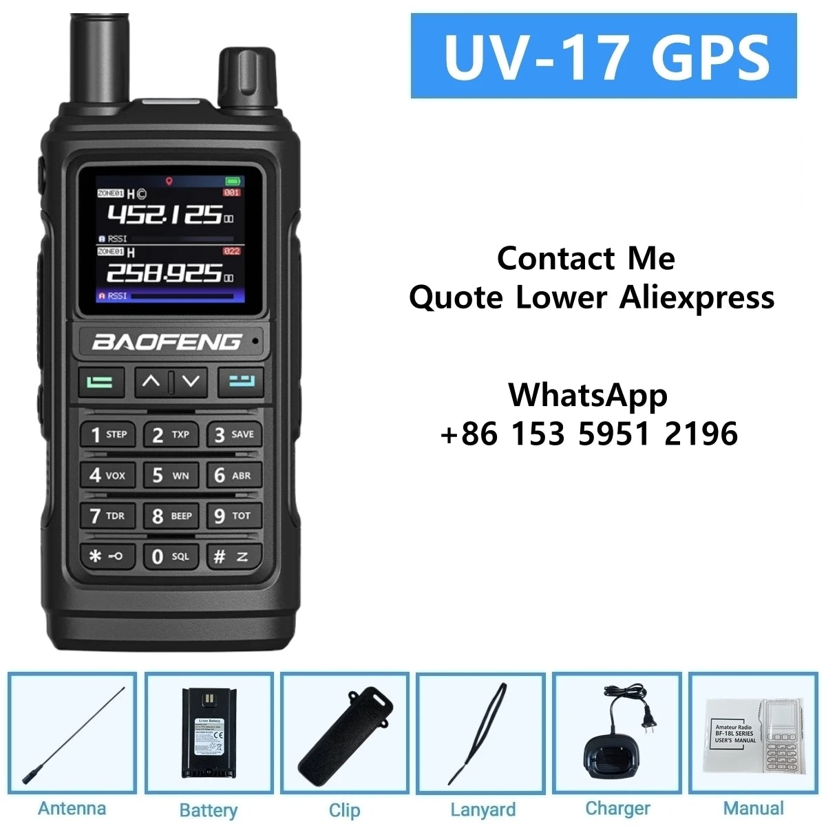 Baofeng UV-17Pro GPS Air Band Walkie Talkie Five Bands Receive Tri-Band Transmit FM Two Way Radio UV-17 Pro GPS