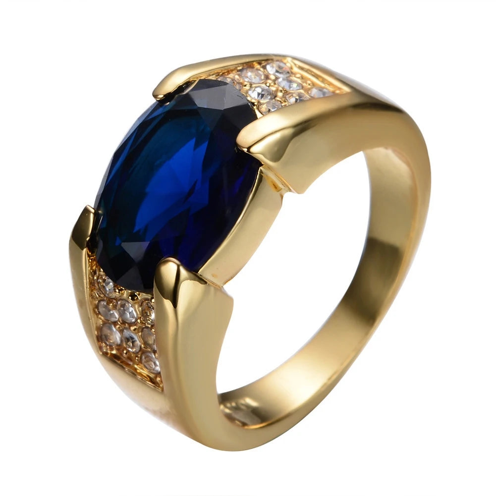 10K Gold Valuable Male Lab Emerald Ring Engagement Wedding Band Rings for Men Party Jewelry