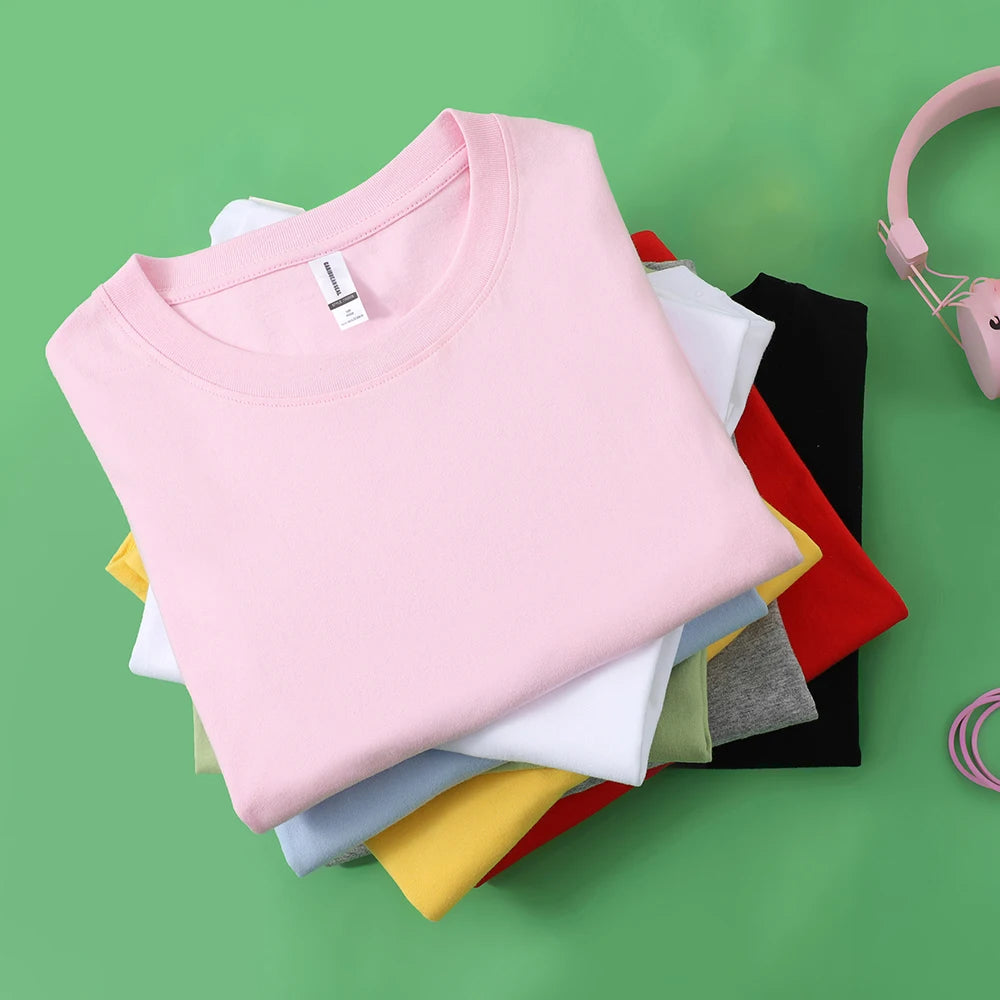100% Cotton Solid T-Shirts Men & Women Short Sleeve Fashion Brand Trend Casual Soft Clothing Tees - Pack of 6 | Summer Tops