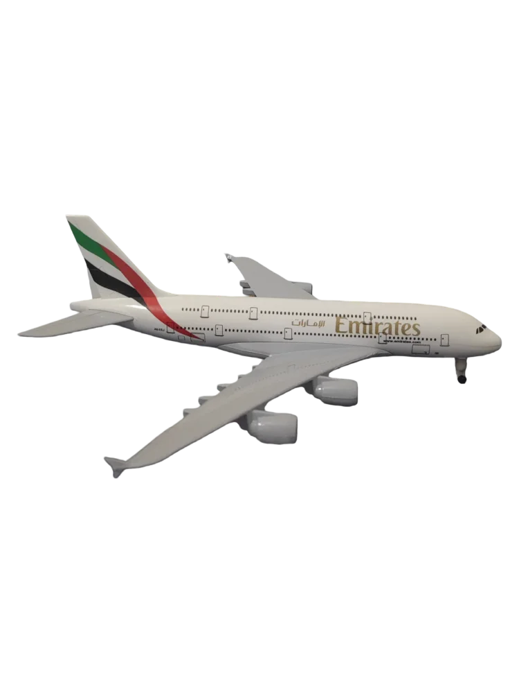Emirates A380 passenger plane model, 21cm alloy simulation airplane toy, home decoration, birthday gift for boys and children.