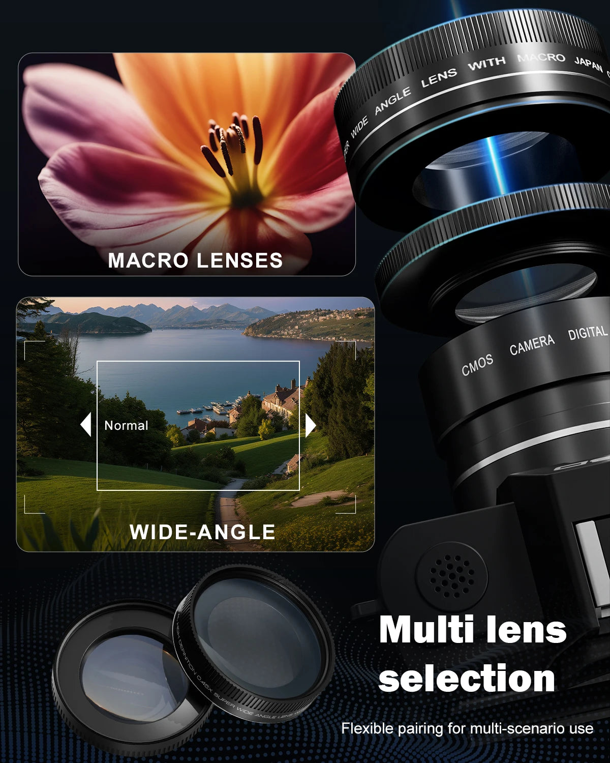 Professional Digital Camera YouTube 64MP&8K with Flip Screen Retro Vlog Recorder Compact Photography Camera for Travel Use