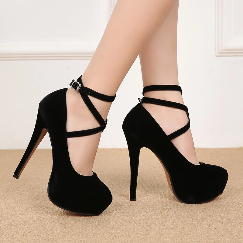 Summer New European American Fashion Cross Ankle Strap High Heels For Women Night Club Party Dress Shoes Comfortable Elegant