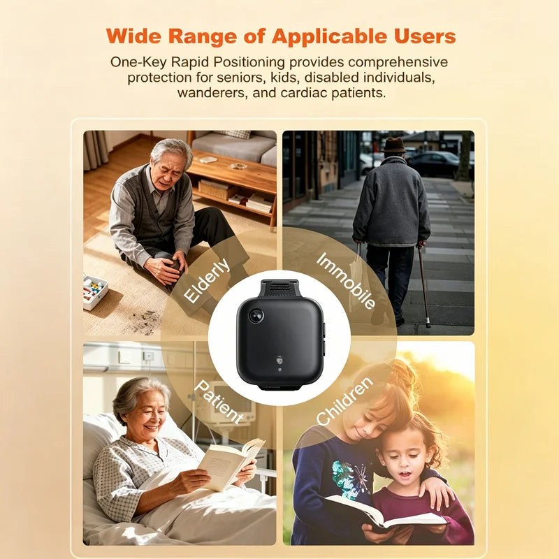 4G GPS Tracker Pendant for Kids And Seniors Waterproof with Camera SOS Safety Fall Detection Wearable Wristband Remote Control