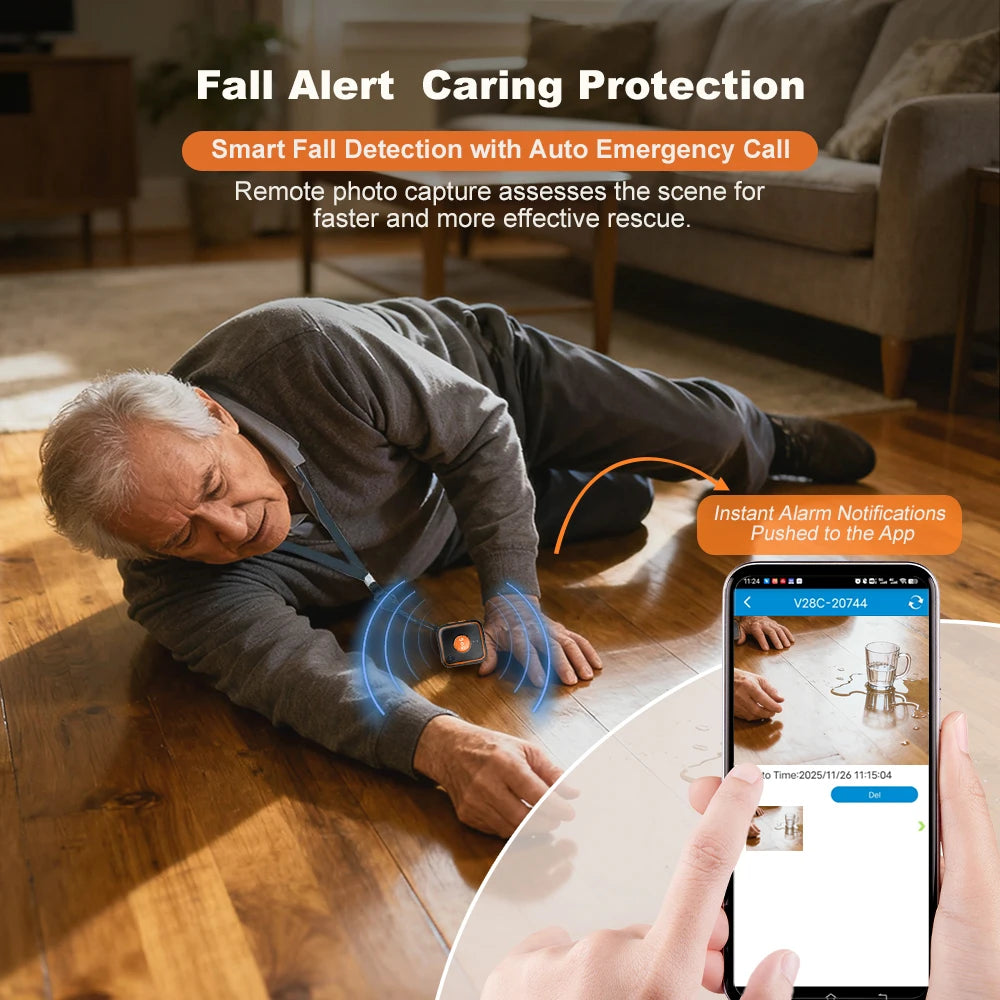 2026 Elderly Kids GPS Tracker V28C 4G SOS Help Wristband Emergency Alarm HD Camera GPS Tracking Heart Rate Blood Pressure
