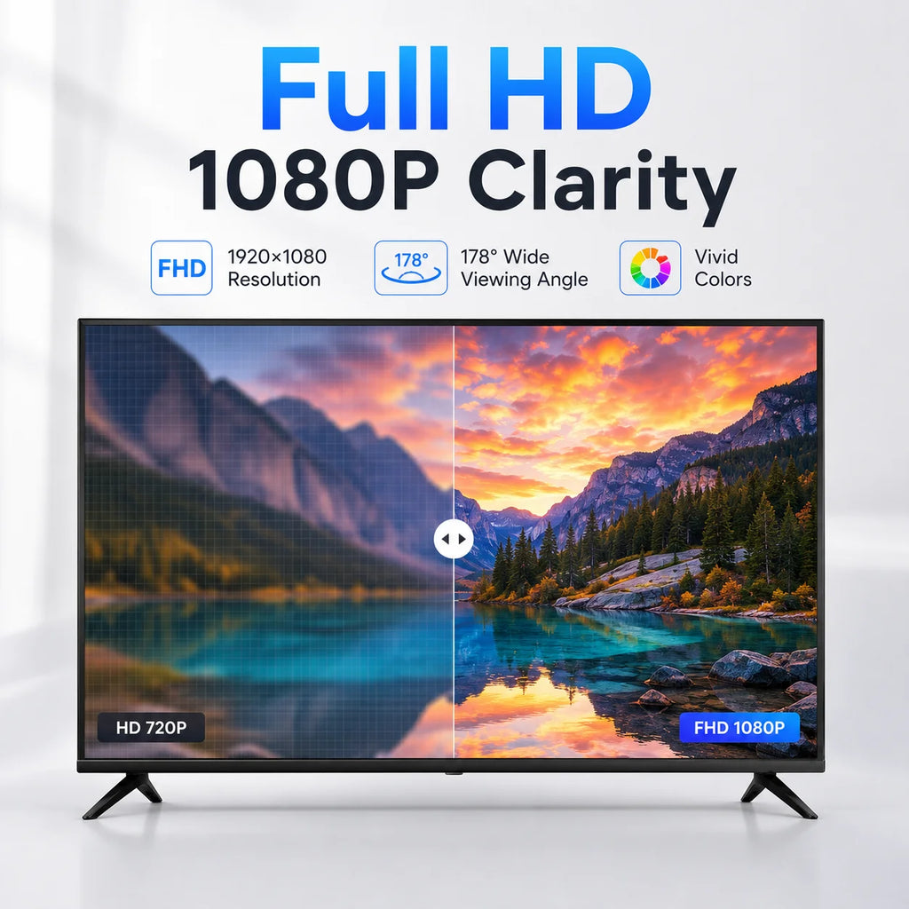 50 Inch Android Smart TV Full HD 1080P LED Television WiFi Screen Mirroring Slim Frame HDMI Home Hotel TV