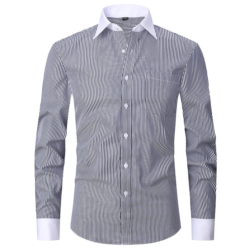 Men's French Cuff Dress Shirts Formal Business Luxury Long Sleeve Cotton for Wedding Office Executive  Sleeve Wedding Party Gift