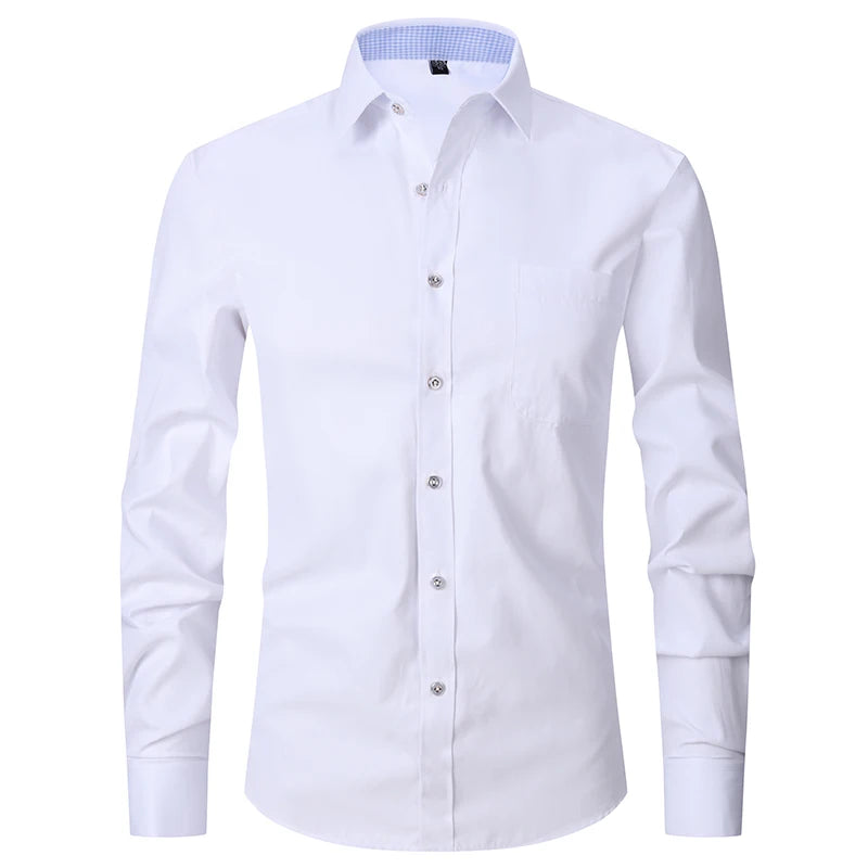 Men's French Cuff Dress Shirts Formal Business Luxury Long Sleeve Cotton for Wedding Office Executive  Sleeve Wedding Party Gift