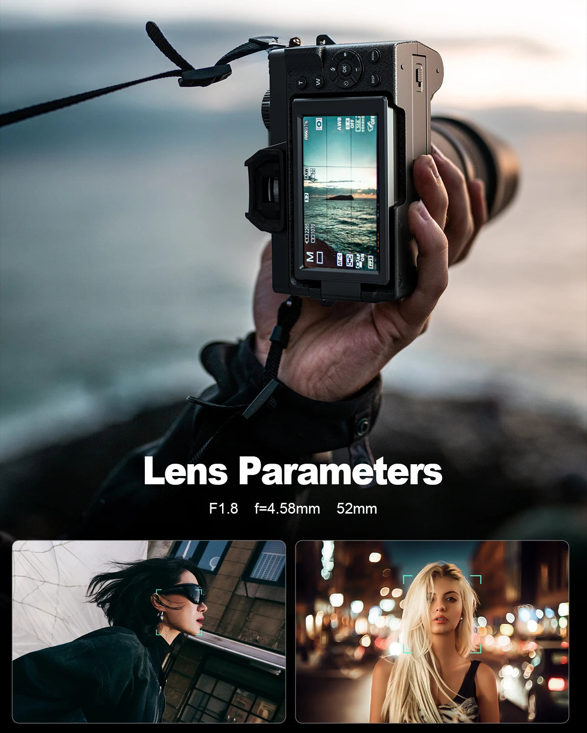 Professional Digital Camera YouTube 64MP&8K with Flip Screen Retro Vlog Recorder Compact Photography Camera for Travel Use