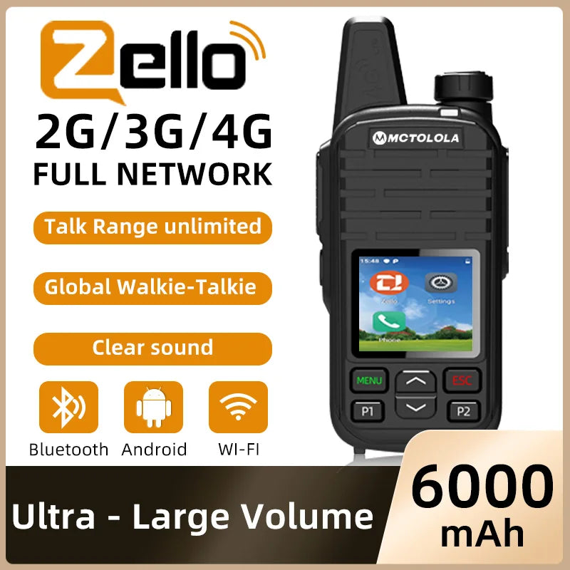 MOTOLOLA Zello 2G 3G 4G POC Wireless Remote Control Walkie Talkie Android 8.1 Bluetooth Global PTT WiFi Global Coverage 5000km