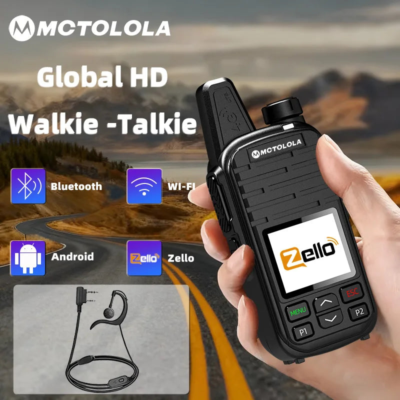 MOTOLOLA  4G POC Zello Wireless Walkie Talkie  Android Bluetooth WiFi Global  coverage 6000km Handheld Radio Essential for outdo