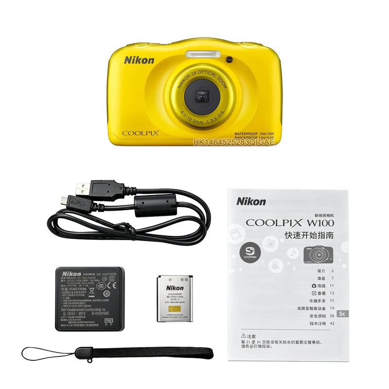 【Original】Nikon Digital Camera COOLPIX W100 2.7-inch LCD Full HD 1080P Camera Portable Digital Camera