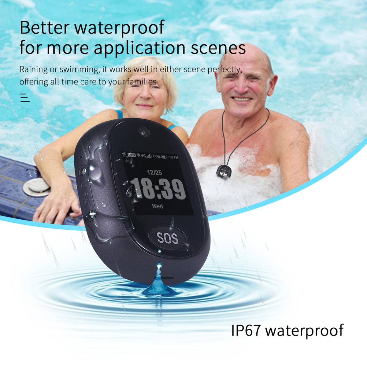 4G Smart GPS Tracking Pendant for Elderly Waterproof SOS Tracker Device Touch Screen HD Camera Call  Health Management Locator