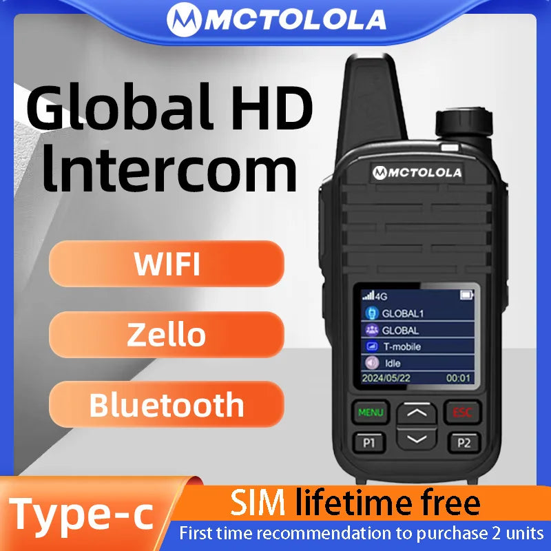 MOTOLOLA SIM Card Permanently Free 4G POC Wireless Intercom 5000 Kilometers Remote Handheld Walkie Talkie Supports Bluetooth WiF