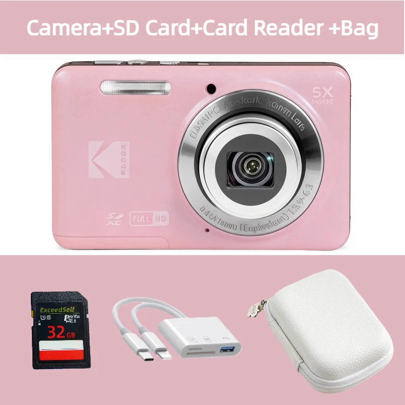 KODAK PIXPRO FZ55 16MP Digital Camera 5X Optical Zoom 28mm Wide Angle 1080P Full HD Video 2.7" LCD Vlogging Camera